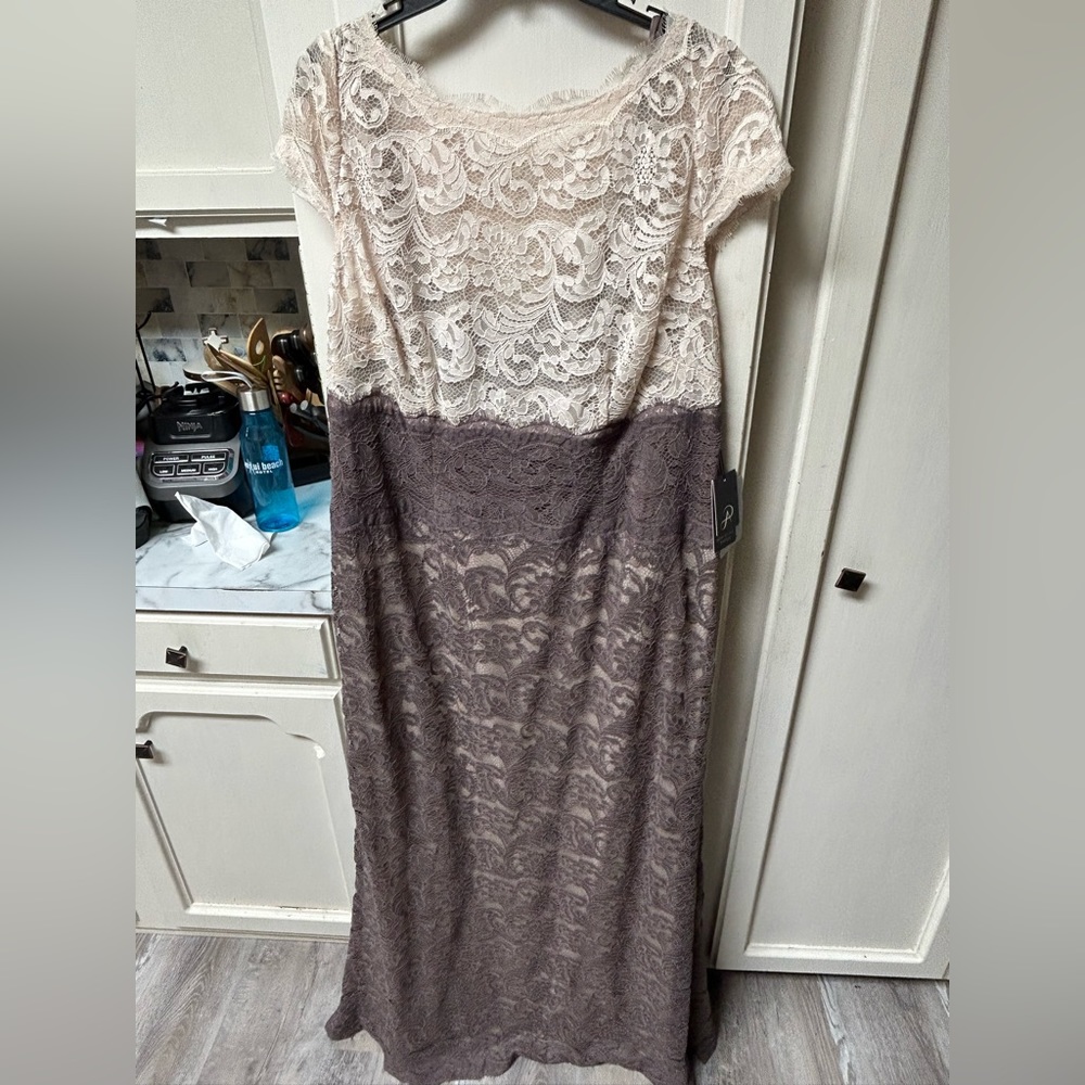 Adriana Pappell beautiful long lace gown. New with tags. It’s floor length on me